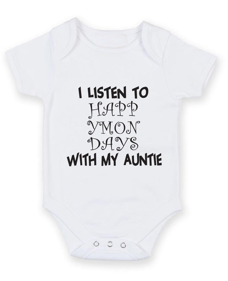 I Listen to Happy Mondays with my Auntie Baby Grow Bodysuit