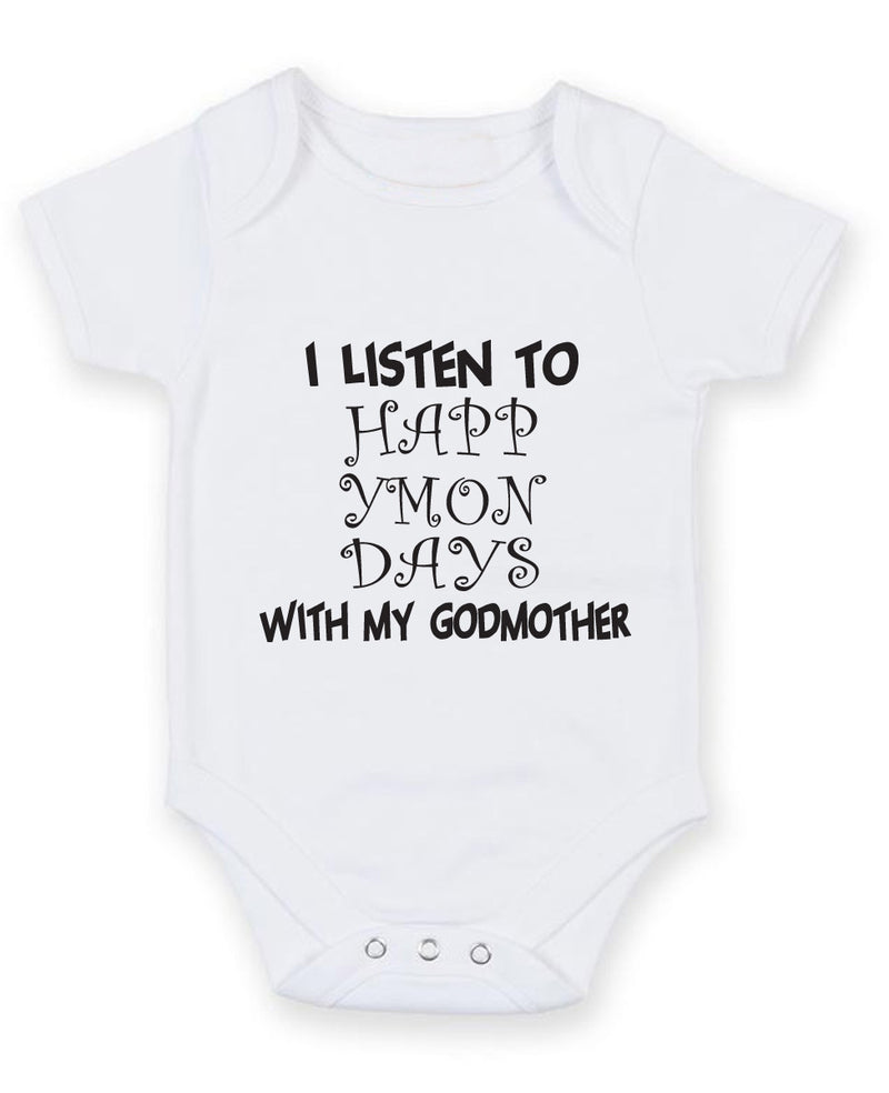 I Listen to Happy Mondays with my Godmother Baby Grow Bodysuit