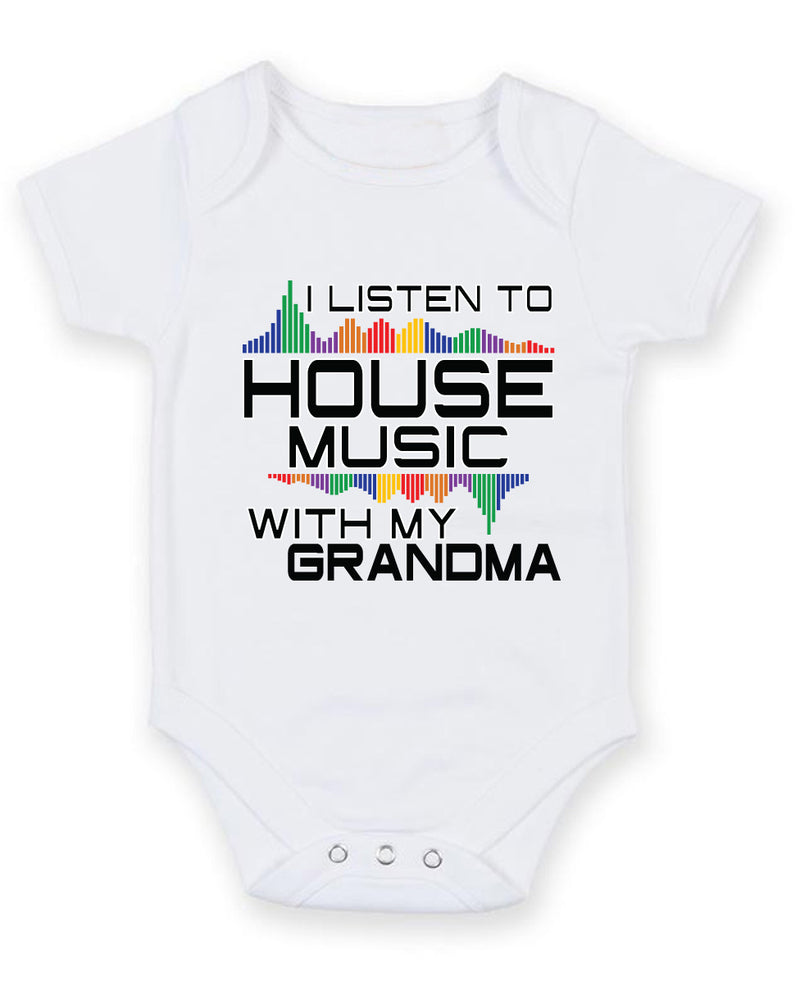 I Listen to House Music With My Grandma Baby Grow Bodysuit