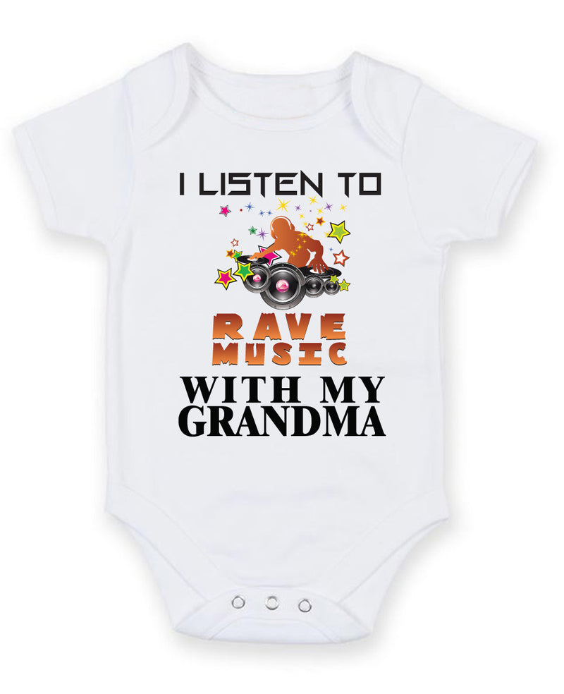 I Listen to Rave Music With My Grandma Baby Grow Bodysuit