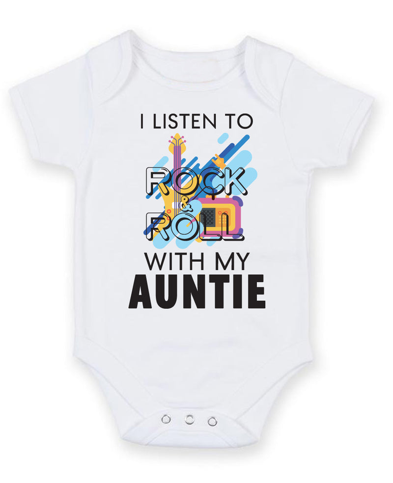 I Listen to Rock N Roll With My Auntie Baby Grow Bodysuit