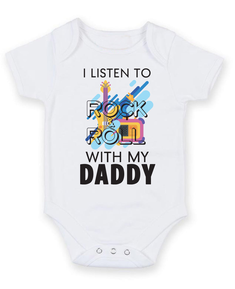 I Listen to Rock N Roll With My Daddy Baby Grow Bodysuit