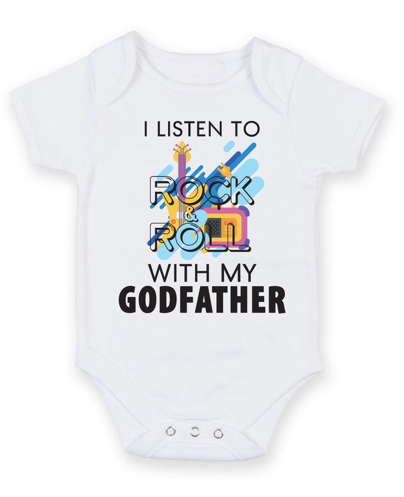 I Listen to Rock N Roll With My Godfather Baby Grow Bodysuit