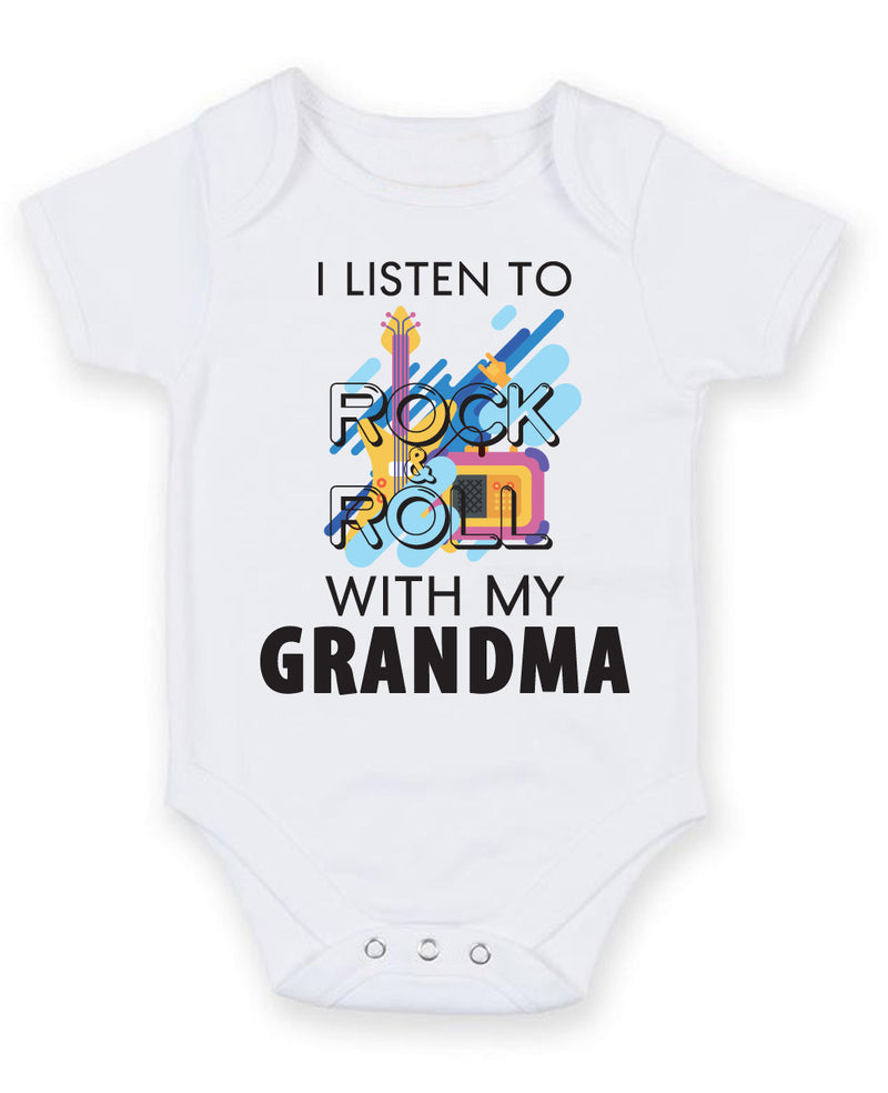 I Listen to Rock N Roll With My Grandma Baby Grow Bodysuit