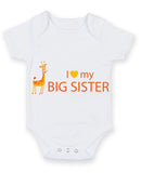 I Love My Big Sister Giraffe Baby Grow Bodysuit
