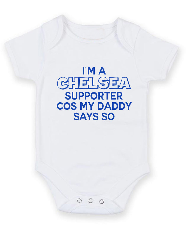 I Am A Chelsea Suppporter Personalised Baby Boy Girl Unisex Short Sleeve Bodysuit