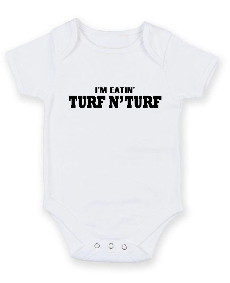 I Am Eatin Turf Personalised Baby Boy Girl Unisex Short Sleeve Bodysuit