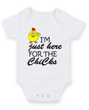 I Am Just Here For The Chicks Personalised Baby Boy Girl Unisex Short Sleeve Bodysuit