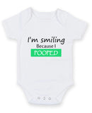 I Am Smiling Because Pooped Personalised Baby Boy Girl Unisex Short Sleeve Bodysuit