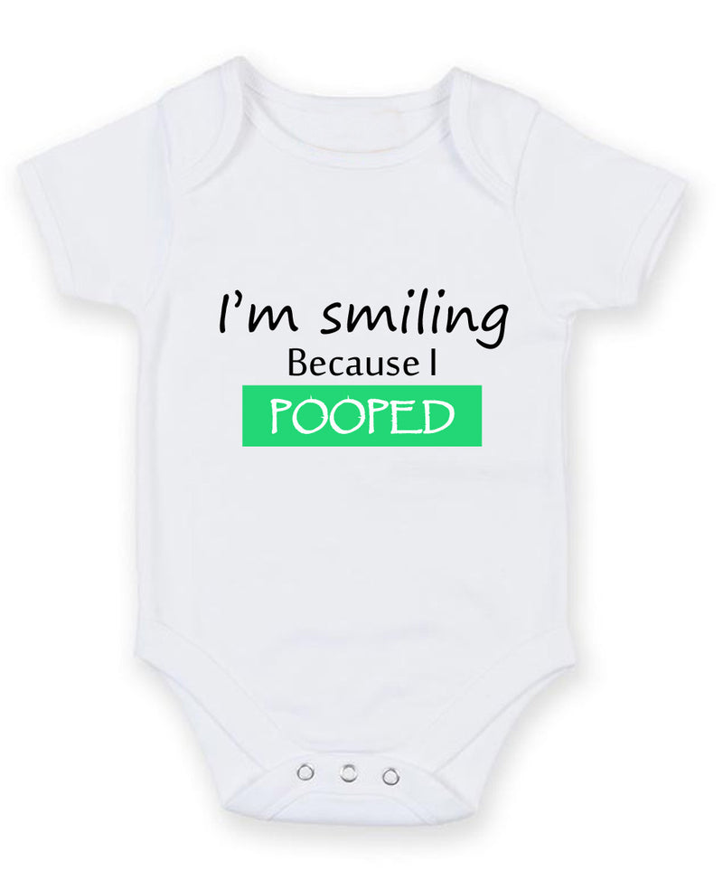 I Am Smiling Because Pooped Personalised Baby Boy Girl Unisex Short Sleeve Bodysuit