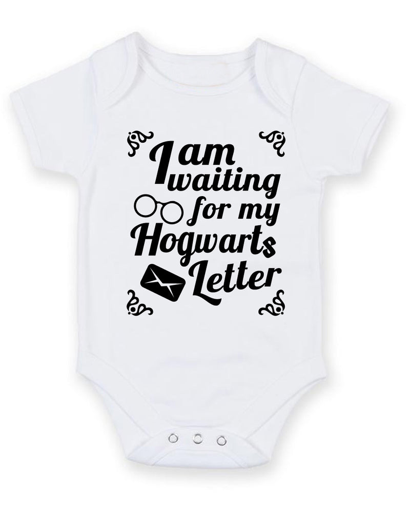 I Am Waiting For My Hogwarts Letter Personalised Baby Boy Girl Unisex Short Sleeve Bodysuit