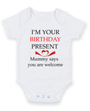 I Am Your Birthday Present Personalised Baby Boy Girl Unisex Short Sleeve Bodysuit
