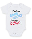 I Get My Goodlooks From Auntie Personalised Baby Boy Girl Unisex Short Sleeve Bodysuit