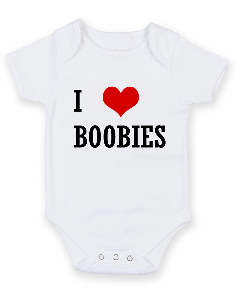 I Love Boobies Personalised Baby Boy Girl Unisex Short Sleeve Bodysuit