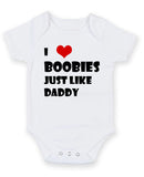 I Love Boobies Like Daddy Personalised Baby Boy Girl Unisex Short Sleeve Bodysuit