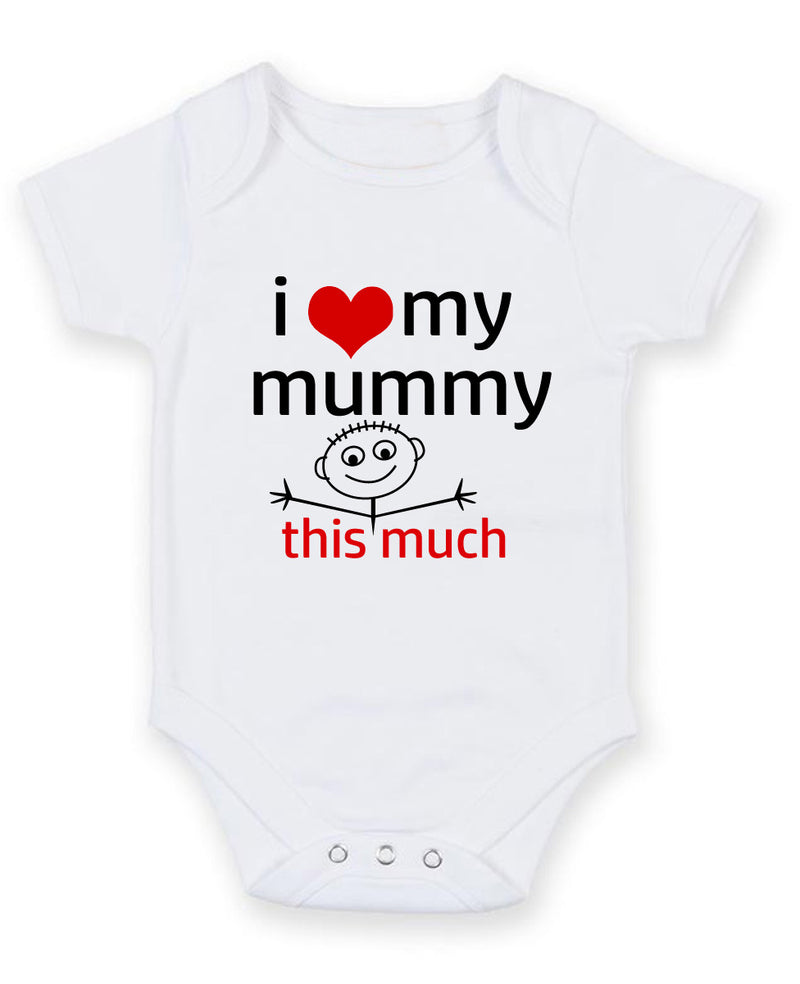 I Love My Mummy This Much Personalised Baby Boy Girl Unisex Short Sleeve Bodysuit