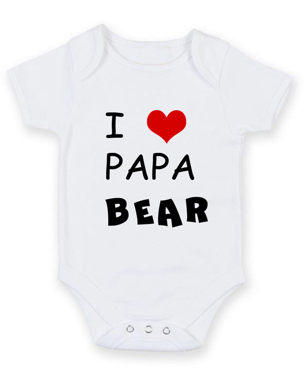 I Love Papa Bear Personalised Baby Boy Girl Unisex Short Sleeve Bodysuit