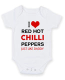 I Love Red Hot Chilli Pepers Personalised Baby Boy Girl Unisex Short Sleeve Bodysuit