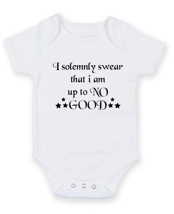 I Solemnly Wear That I Am Upto No Good Personalised Baby Boy Girl Unisex Short Sleeve Bodysuit