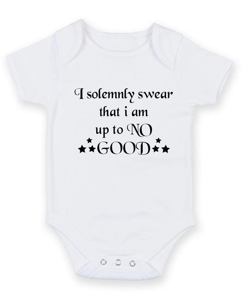 I Solemnly Wear That I Am Upto No Good Personalised Baby Boy Girl Unisex Short Sleeve Bodysuit