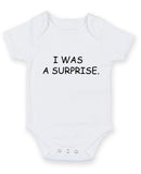 I Was Surprise Personalised Baby Boy Girl Unisex Short Sleeve Bodysuit