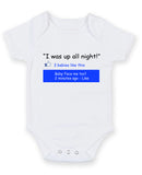 I Was Up All Night. Personalised Baby Boy Girl Unisex Short Sleeve Bodysuit