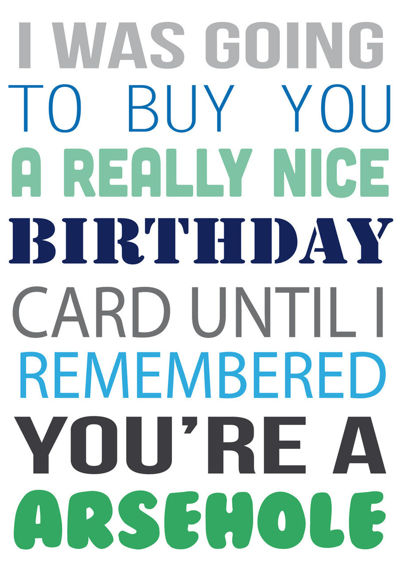 I Was Going To Buy.... But You're A Arsehole Personalised Birthday Card
