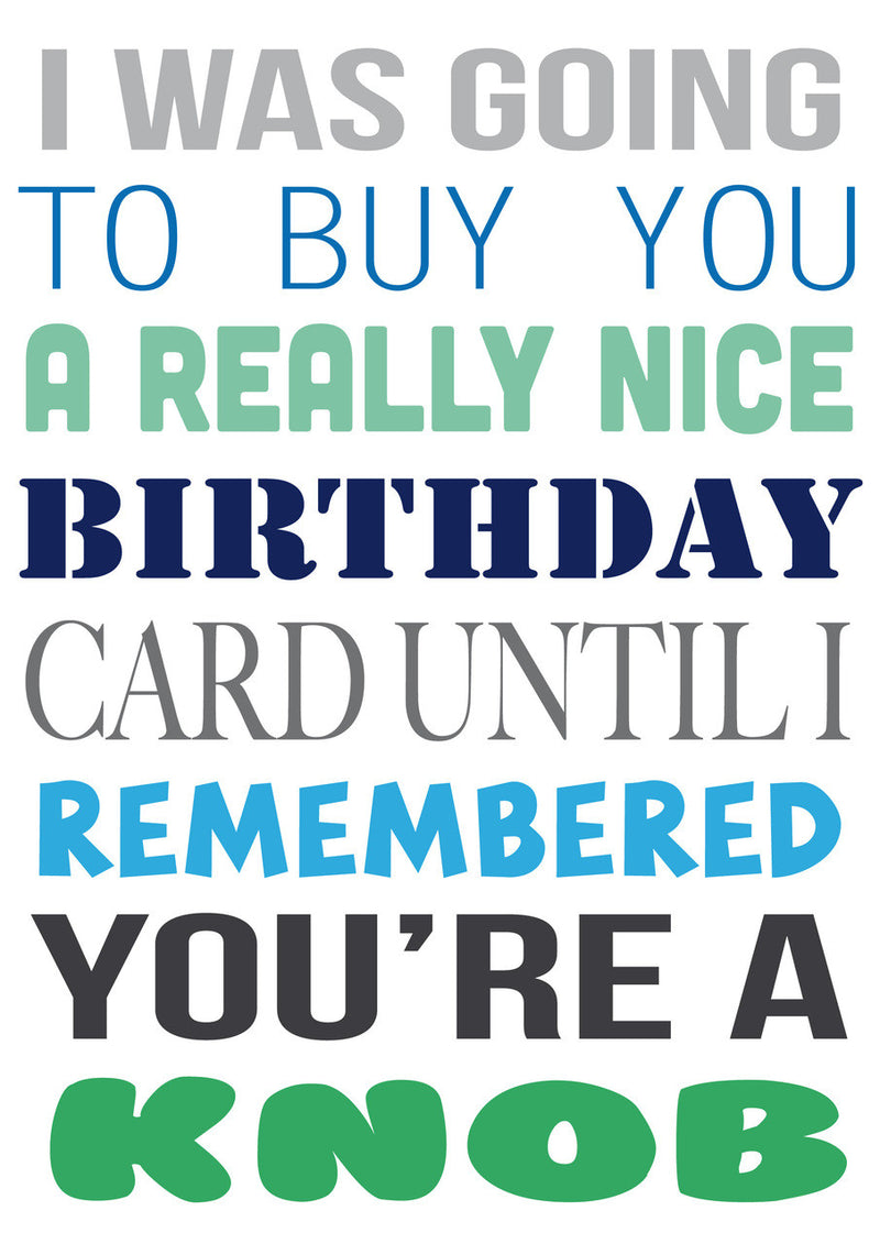 I Was Going To Buy.... But You're A Knob Personalised Birthday Card