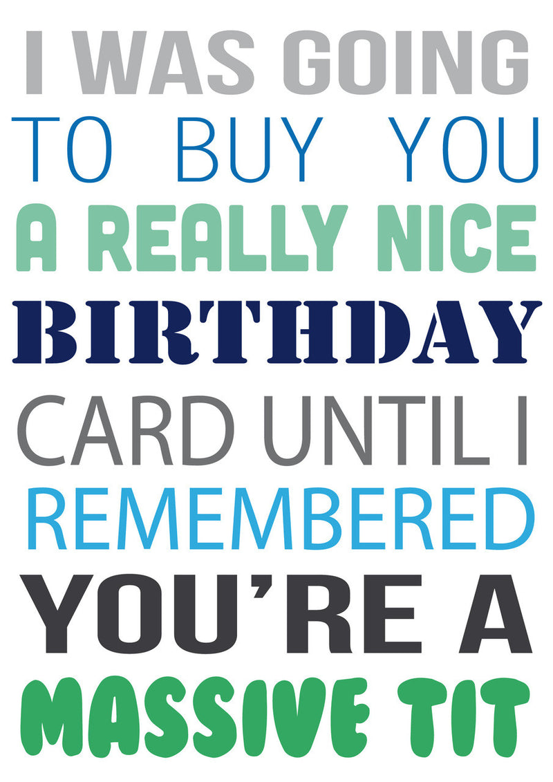 I Was Going To Buy.... But You're A Massive Tit Personalised Birthday Card