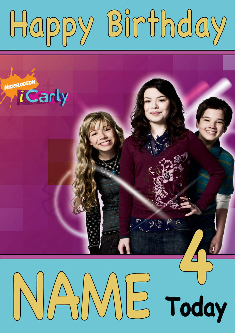 THEME INSPIRED Kids Adult Personalised Birthday Card Icarly Birthday Card 2