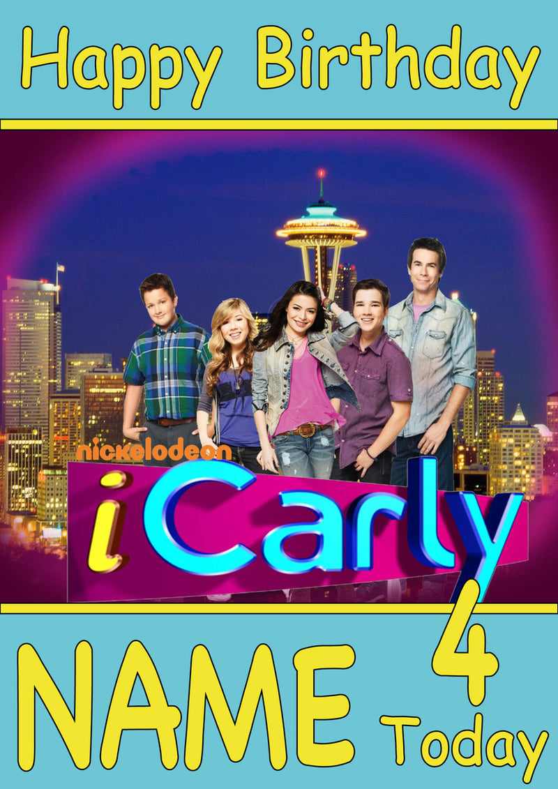 THEME INSPIRED Kids Adult Personalised Birthday Card Icarly Birthday Card