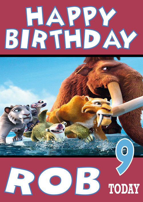 Ice Age Characters Design THEME INSPIRED Kids Adult Personalised Birthday Card