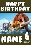 THEME INSPIRED Kids Adult Personalised Birthday Card Ice Age Birthday Card