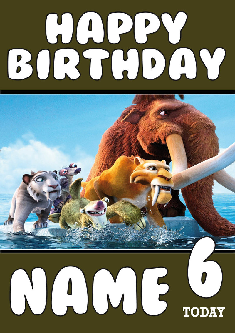 THEME INSPIRED Kids Adult Personalised Birthday Card Ice Age Birthday Card