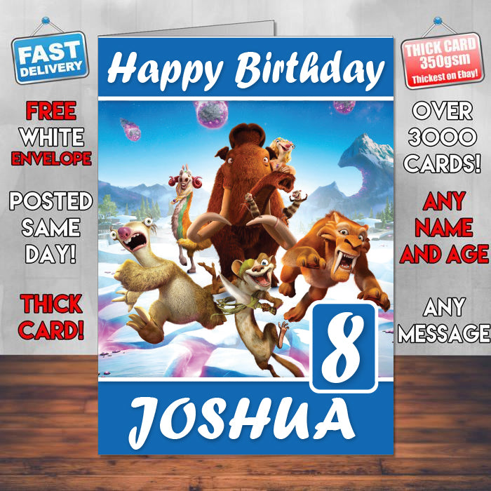 Ice Age Collision Course 2016 Theme Style Personalised Kids Inspired Movie Birthday Card (SA)