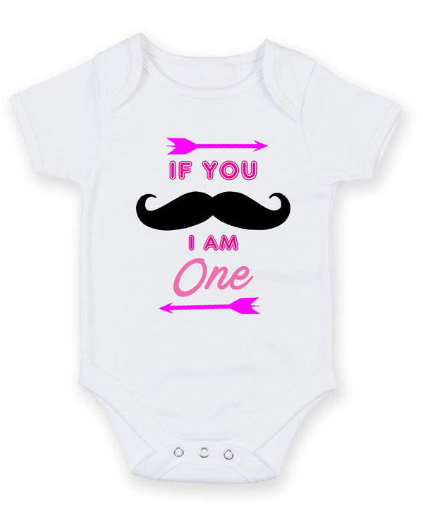 If You Moustache I Am One Personalised Baby Boy Girl Unisex Short Sleeve Bodysuit