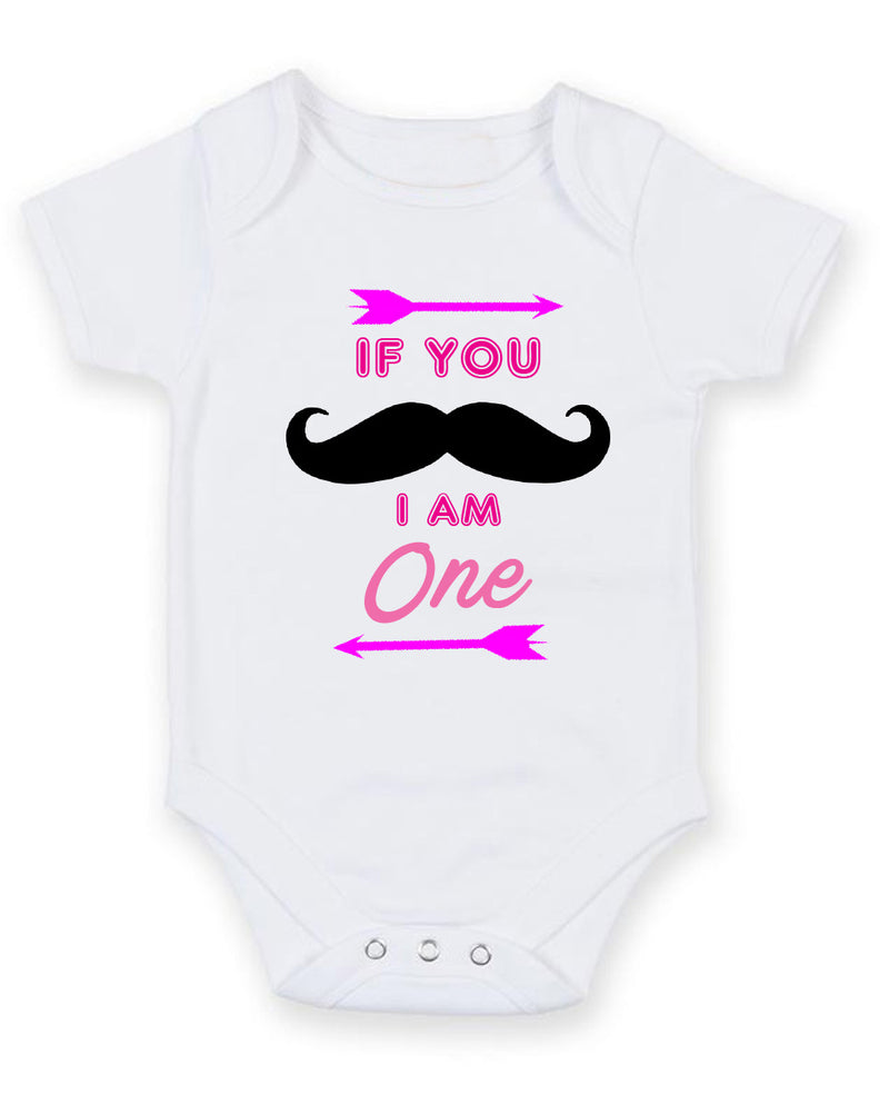 If You Moustache I Am One Personalised Baby Boy Girl Unisex Short Sleeve Bodysuit