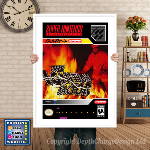 Ignition Factor Super Nintendo Game Inspired Theme Retro Gaming Poster