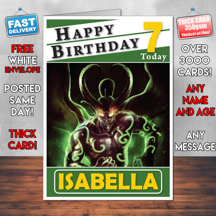 Personalised Illidan Stormrage Inspired Style Game Kids Inspired Birthday Card (SA)