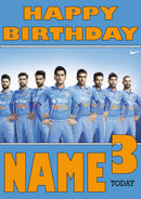 India Cricket Team THEME INSPIRED Style PERSONALISED Kids Adult FUNNY Birthday Card