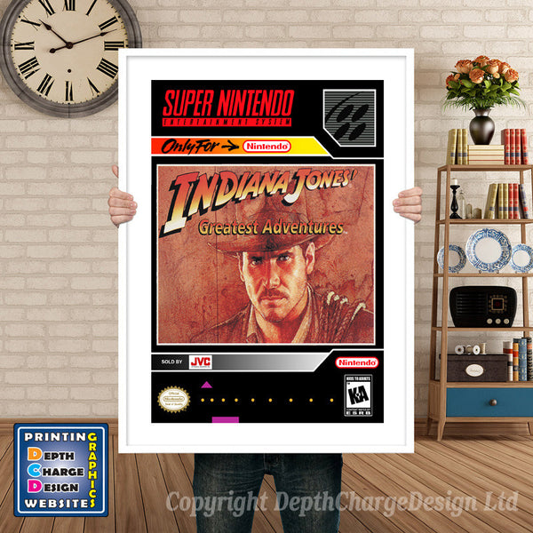 Indiana Jones Super Nintendo Game Inspired Theme Retro Gaming Poster