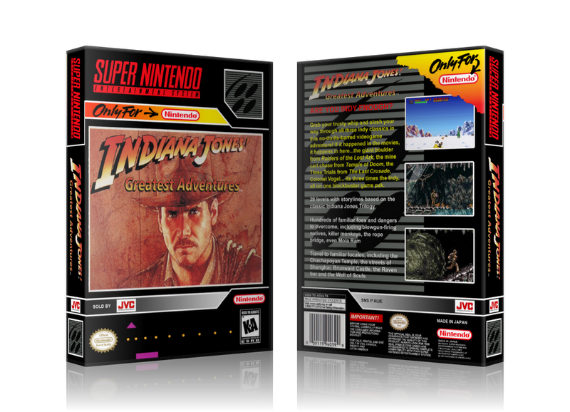 Indiana Jones Replacement Nintendo SNES Game Case Or Cover