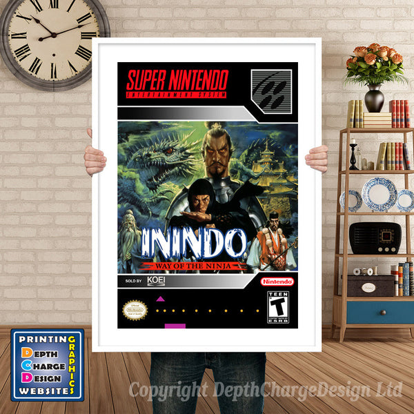 Inindo Super Nintendo Game Inspired Theme Retro Gaming Poster