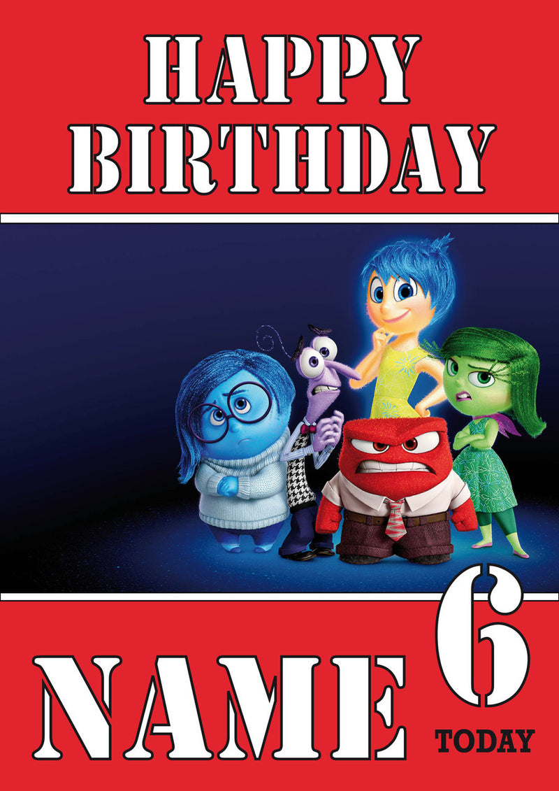 THEME INSPIRED Kids Adult Personalised Birthday Card Inside Out Birthday Card