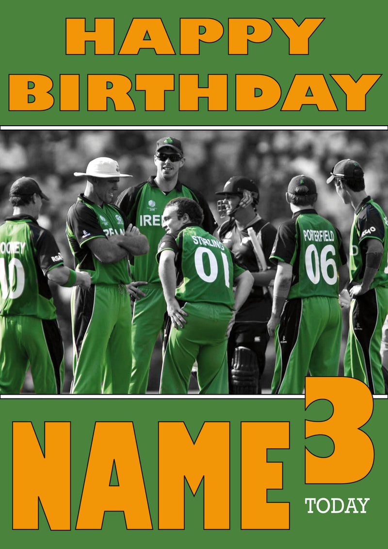 Ireland Cricket Team THEME INSPIRED Style PERSONALISED Kids Adult FUNNY Birthday Card