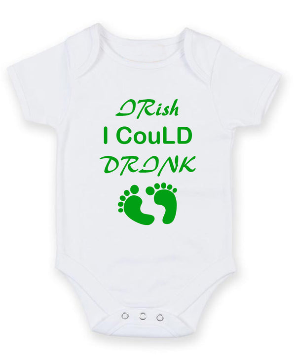 Irish I Could Drink Personalised Baby Boy Girl Unisex Short Sleeve Bodysuit