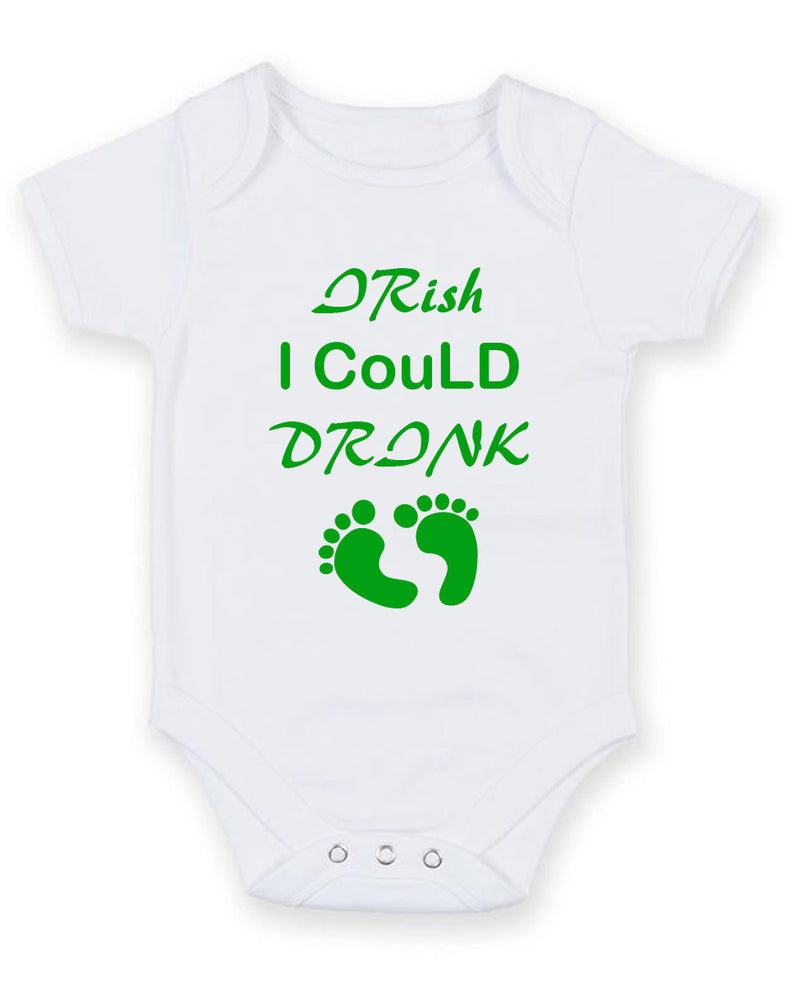 Irish I Could Drink Personalised Baby Boy Girl Unisex Short Sleeve Bodysuit
