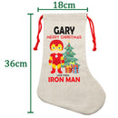 PERSONALISED Cartoon Inspired Super Hero Machine man GARY HIGH QUALITY Large CHRISTMAS STOCKING - Any Name you want!