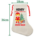 PERSONALISED Cartoon Inspired Super Hero Machine man HENRY HIGH QUALITY Large CHRISTMAS STOCKING - Any Name you want!
