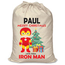 PERSONALISED Cartoon Inspired Super Hero Machine man PAUL - XL Children's Christmas Santa Sack CUSTOMISE Present